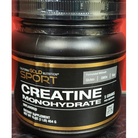 California Gold Nutrition, Sport, Pure Creatine Monohydrate, Unflavored, 1 lb (454 g)