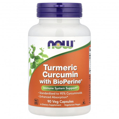 NOW Foods Turmeric Curcumin with BioPerine 90 Capsules