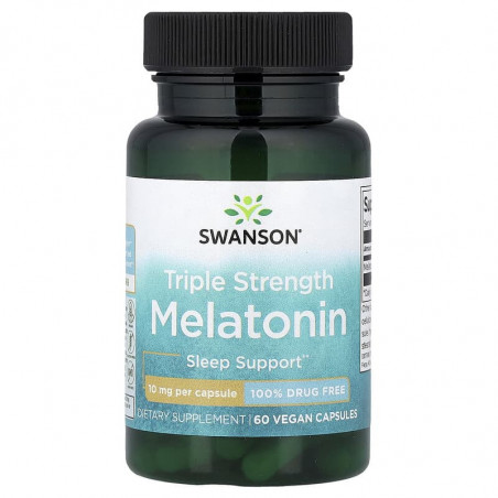 Swanson Melatonin, Triple Strength, 10 mg, 60 Vegan Capsules