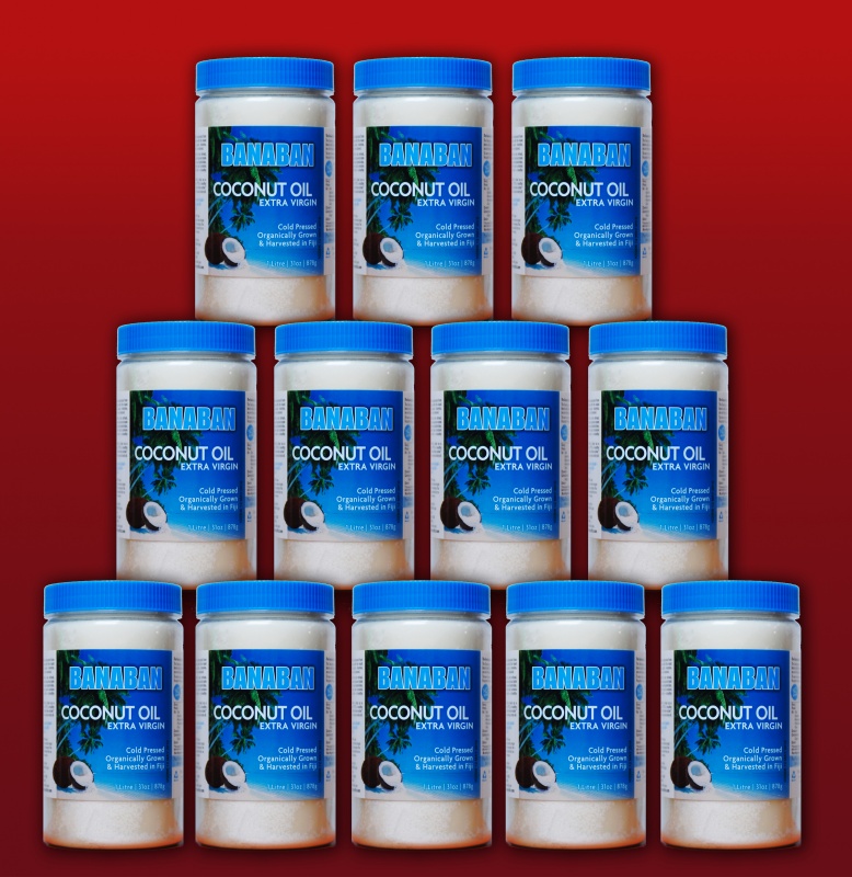 Bulk 12 x 1 Litre Extra Virgin Coconut Oil Banaban