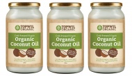 Bulk 3 x 1 Litre Cold Pressed Organic Virgin Coconut Oil in Glas