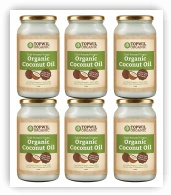 Bulk 6 x 1 Litre Cold Pressed Organic Virgin Coconut Oil in Glas