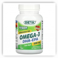 Deva Vegan Omega-3S, EPA-DHA, 500 mg, 60 Vegan Softgels